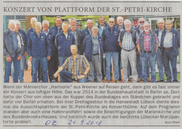 Bericht über die Sängerfahrt in der Ostfriesen-Zeitung