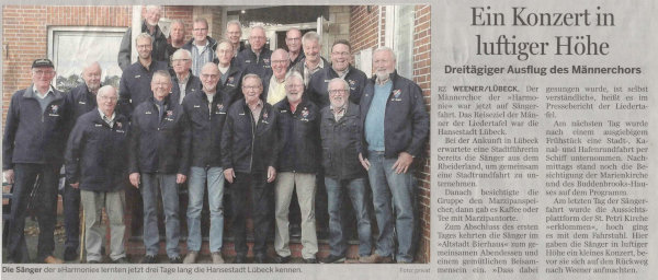 Bericht über die Sängerfahrt in der Rheiderland-Zeitung